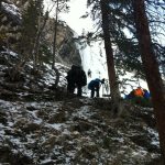 Filming an ice climb.