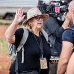 Our Founder, Karlene, briefing the story crew in outback Australia.