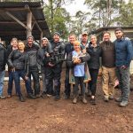 Our Managing Director, Andrew, with an international crew preparing for a wombat rescue for 'Ocean Treks with Jeff Corwin'.
